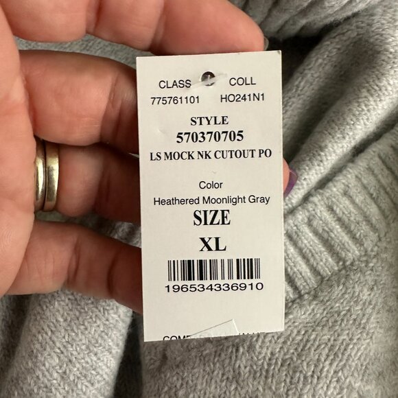 NWT White House Black Market Mock Neck Cutout Sweater Moonlight Gray XL #WHBM10 - Picture 6 of 9